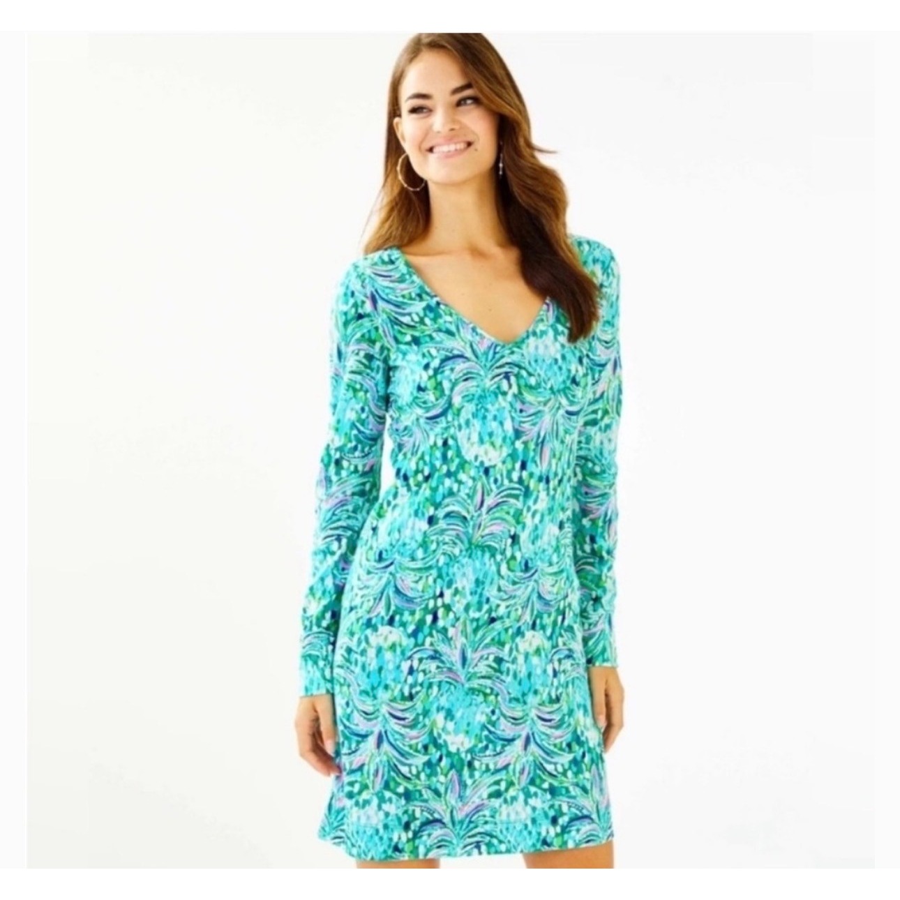 Lilly Pulitzer Davie Dress Emerald Isle Pineapple Of My Eye Xs Long Sleeve Nwt